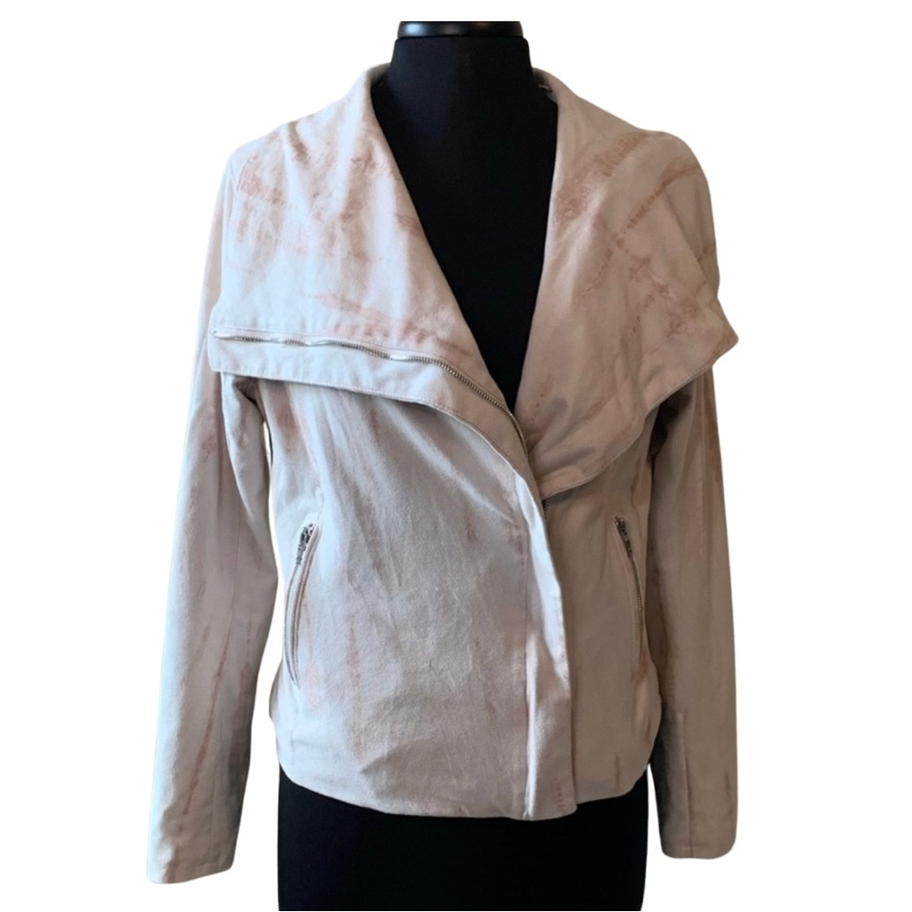 BLANK NYC Cream Rose Jacket Asymmetrical Large Faux Suede EVEREVE